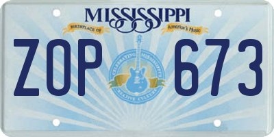 MS license plate ZOP673