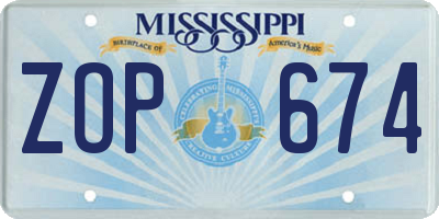 MS license plate ZOP674