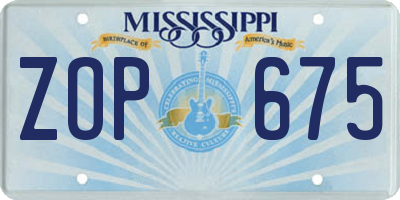 MS license plate ZOP675