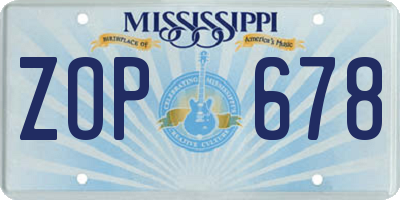 MS license plate ZOP678
