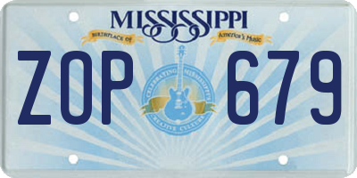MS license plate ZOP679