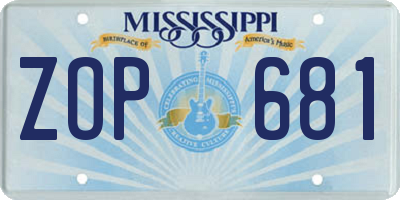 MS license plate ZOP681