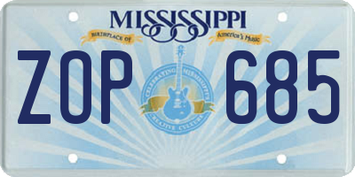 MS license plate ZOP685