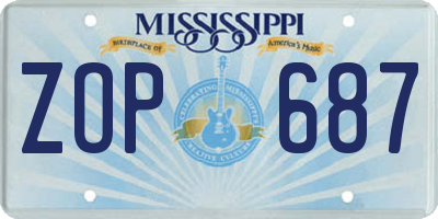 MS license plate ZOP687
