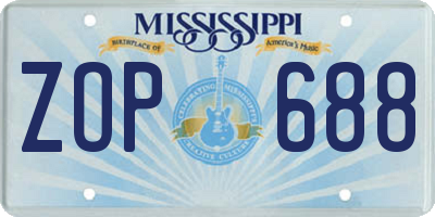 MS license plate ZOP688