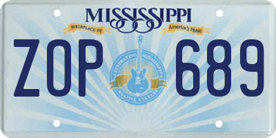 MS license plate ZOP689