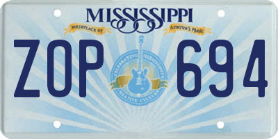 MS license plate ZOP694