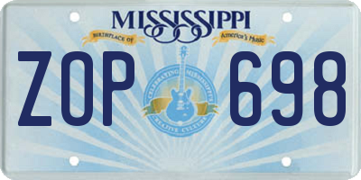 MS license plate ZOP698