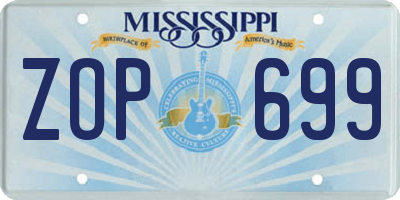 MS license plate ZOP699