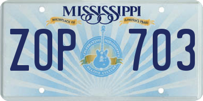 MS license plate ZOP703