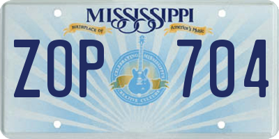 MS license plate ZOP704