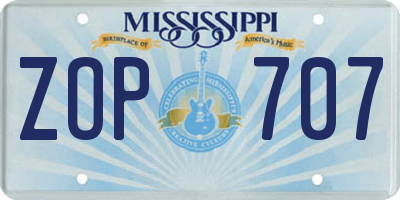 MS license plate ZOP707