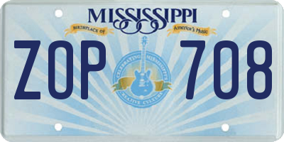 MS license plate ZOP708