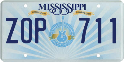 MS license plate ZOP711