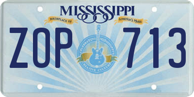 MS license plate ZOP713