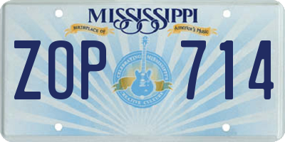 MS license plate ZOP714