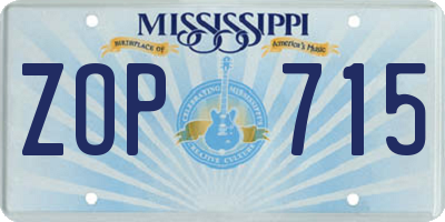 MS license plate ZOP715