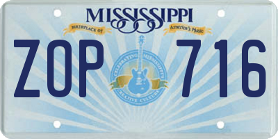 MS license plate ZOP716
