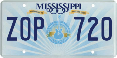 MS license plate ZOP720