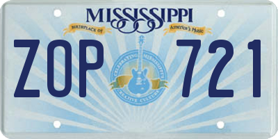 MS license plate ZOP721