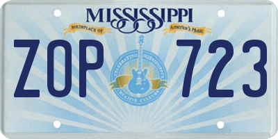 MS license plate ZOP723