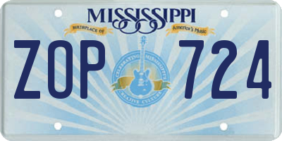 MS license plate ZOP724