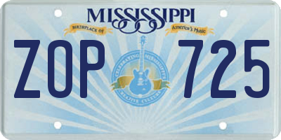 MS license plate ZOP725