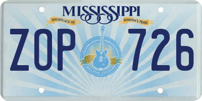 MS license plate ZOP726