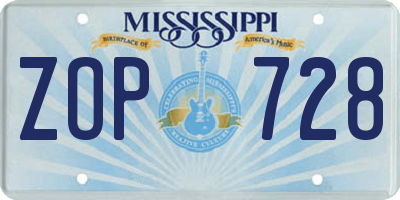 MS license plate ZOP728