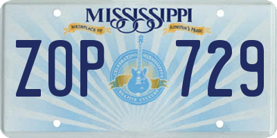 MS license plate ZOP729