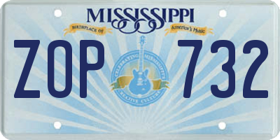MS license plate ZOP732