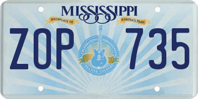 MS license plate ZOP735