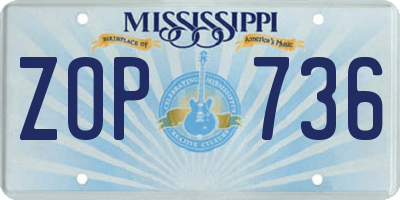 MS license plate ZOP736