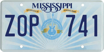 MS license plate ZOP741