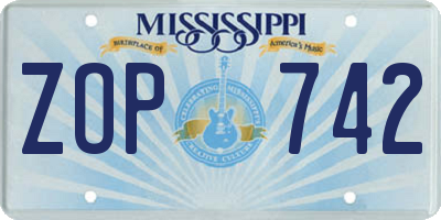 MS license plate ZOP742