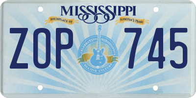MS license plate ZOP745
