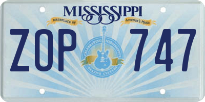 MS license plate ZOP747