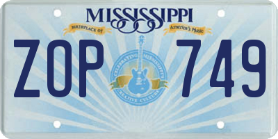 MS license plate ZOP749