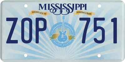 MS license plate ZOP751