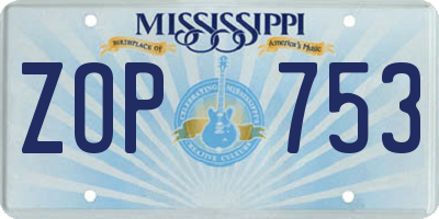 MS license plate ZOP753