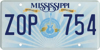 MS license plate ZOP754