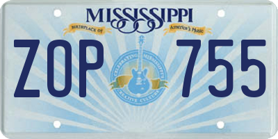 MS license plate ZOP755