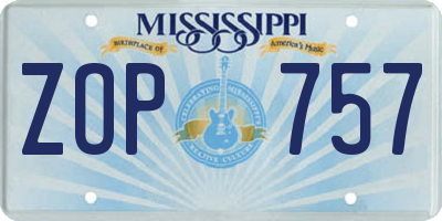 MS license plate ZOP757