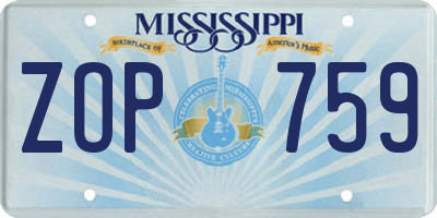 MS license plate ZOP759