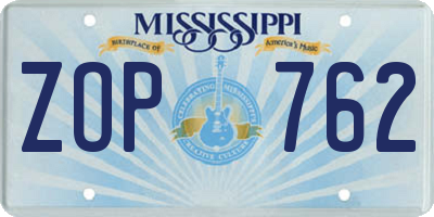MS license plate ZOP762