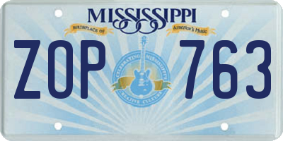 MS license plate ZOP763