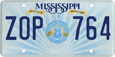 MS license plate ZOP764