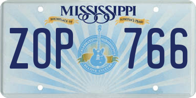 MS license plate ZOP766