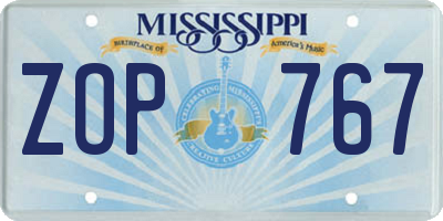 MS license plate ZOP767