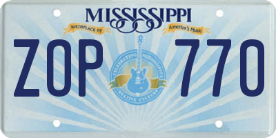 MS license plate ZOP770